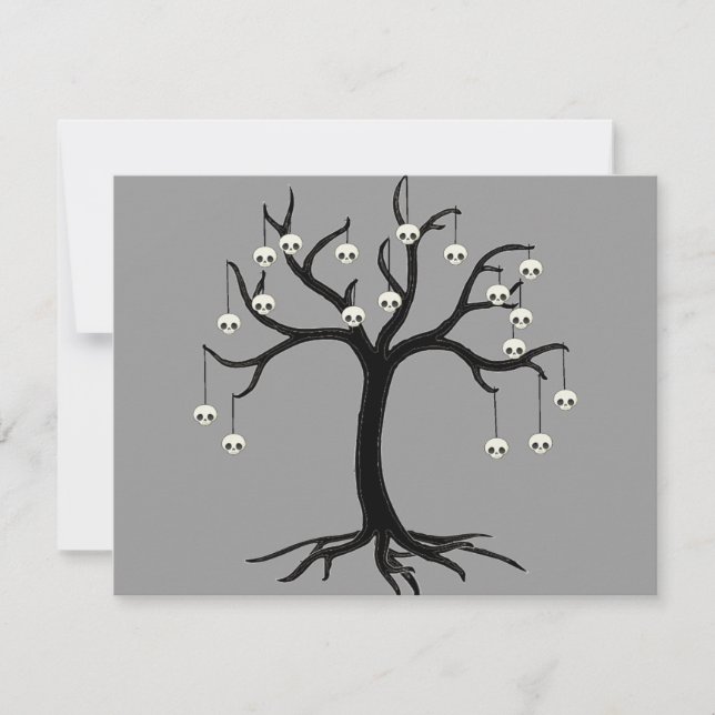 Halloween Tree with Cute Skull Ornaments Card (Front)