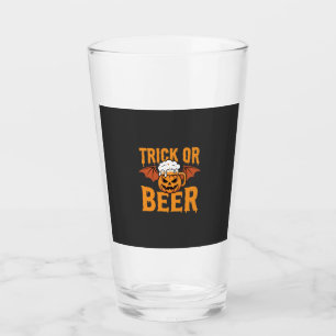 Halloween Trick or Beer Pumpkin Bat Graphic Glass