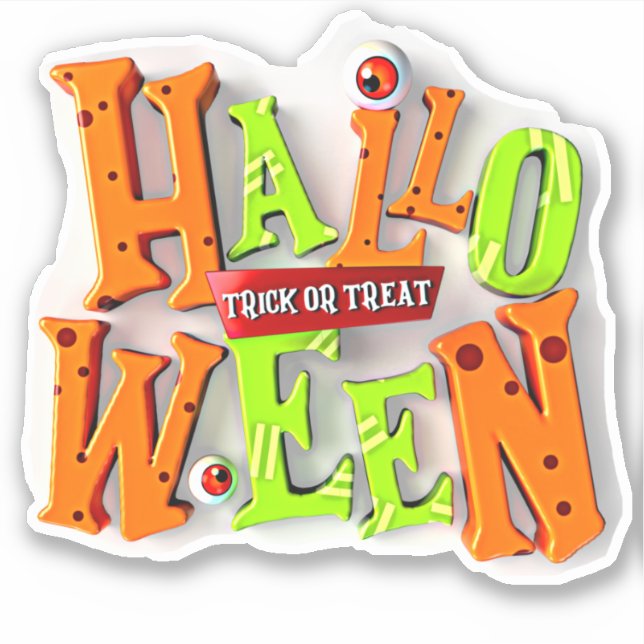 Halloween Trick or Treat,  3D Blocks Effect,       (Front)