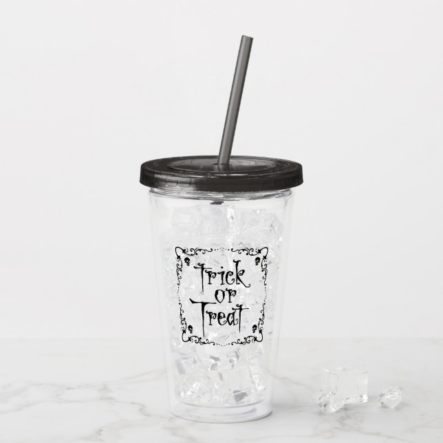 Halloween Trick or Treat Acrylic Tumbler (Back Ice)