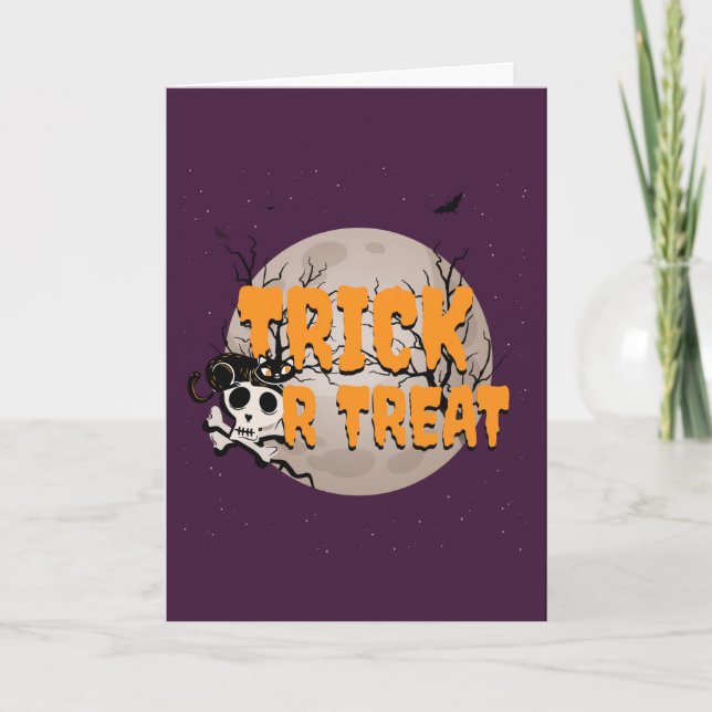 Halloween Trick or Treat Add Message and Name Holiday Card (Front)