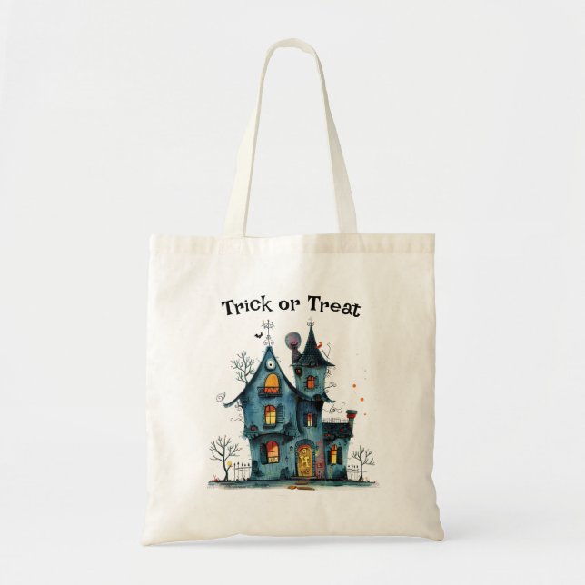 Halloween Trick or Treat Bag with Creepy House (Front)