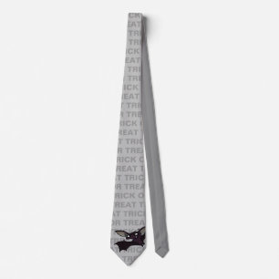 HALLOWEEN TRICK OR TREAT BAT ILLUSTRATION TIE