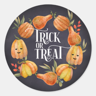 Halloween Trick or Treat Bat Round Stickers