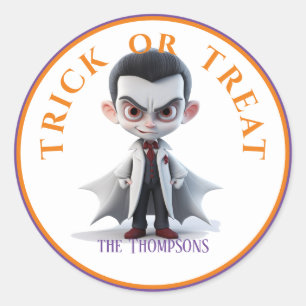  Halloween Trick or Treat Big Head Dracula Classic Round Sticker