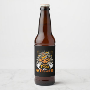 Halloween Trick Or Treat Birthday Beer Bottle Label