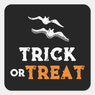 Halloween Trick or Treat, black bats kids adult Square Sticker