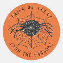 Halloween Trick or Treat Black Orange Spider Web