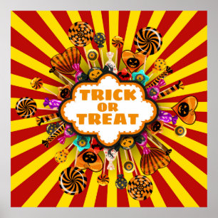 Halloween Trick or Treat Candy and sweets. Autumn  Poster