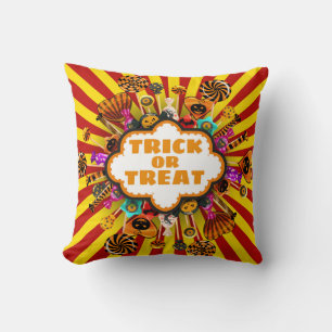Halloween Trick or Treat Candy and sweets. Autumn  Throw Pillow