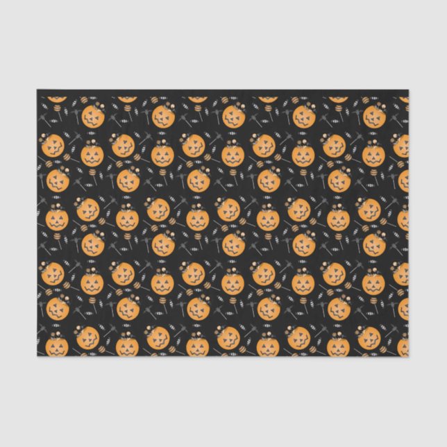 Halloween Trick Or Treat Candy Bucket Pattern Tissue Paper (Front)