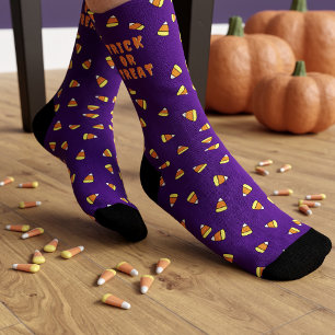 Halloween Trick or Treat Candy Corn Pattern Socks