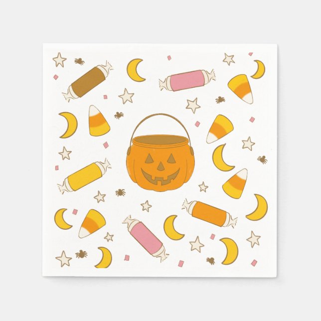 Halloween Trick-or-Treat Candy Party  Napkin (Front)