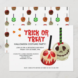 Halloween Trick or Treat Candy Skull Invitation