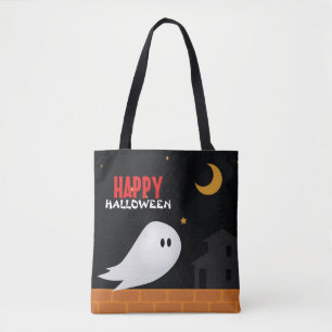 Halloween trick or treat cartoon ghost tote bag