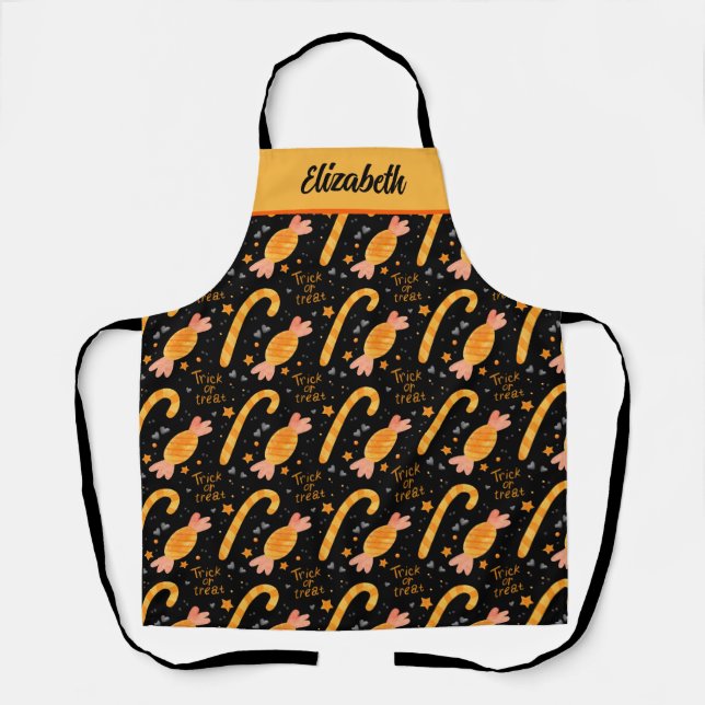 Halloween Trick or Treat Customized Kitchen Apron (Front)