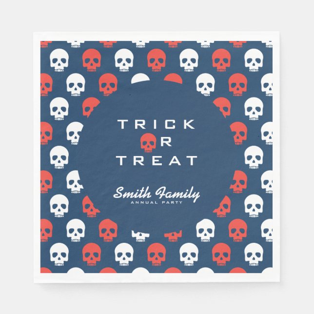 Halloween Trick or Treat Cute Skulls. Napkin (Front)