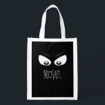 Halloween Trick or Treat Cute Whimsical Ghost Reusable Grocery Bag<br><div class="desc">Spooky Ghostly Ghoul Eyes Drawing, Scary spooky eyes glaring into you. In the darkness of a scary Halloween night, these spooky eyes can frighten any quest. Spirits, ghouls, and ghosts around. The misty fog-filtered background can be edited as well as the eyes can be moved about. A great design for...</div>