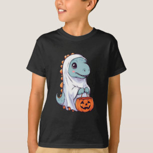 Halloween Trick or Treat Dinosaur T-rex Ghost T-Shirt