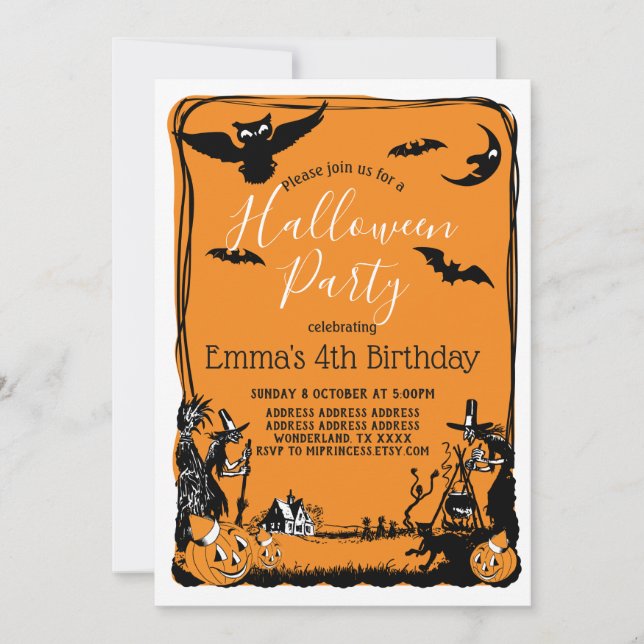 Halloween, Trick or Treat, fall, invitation (Front)