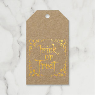 Halloween Trick or Treat Gold  Gift Tags