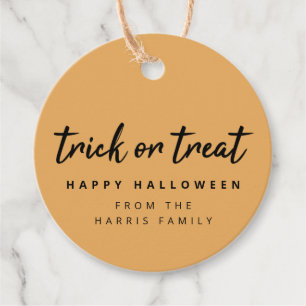 Halloween Trick or Treat   Modern Stylish Orange Favour Tags