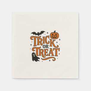 Halloween Trick or Treat Orange Halloween Party Napkin