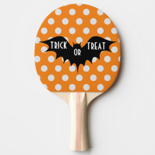 Halloween trick or treat orange polka dots ping pong paddle