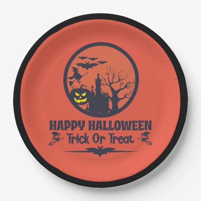 Halloween Trick Or Treat  Paper Plate (Front)