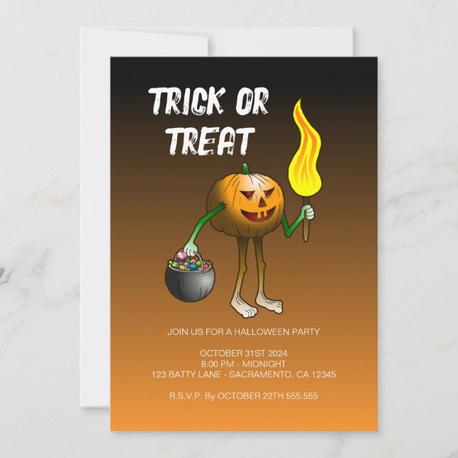 Halloween Trick or Treat Party Invitation (Front)