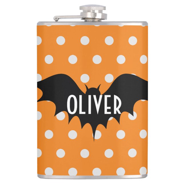 Halloween trick or treat personalized monogram  hip flask (Front)
