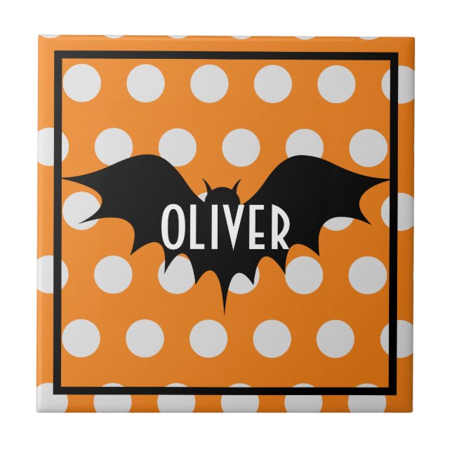 Halloween trick or treat personalized monogram tile (Front)