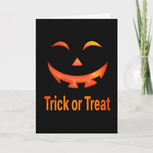 Halloween Trick or Treat Pumpkin Face Card