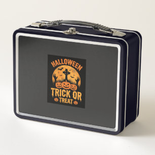 Halloween Trick or Treat Pumpkin Graveyard Design Metal Lunch Box