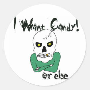Halloween Trick-or-Treat Skeleton Classic Round Sticker