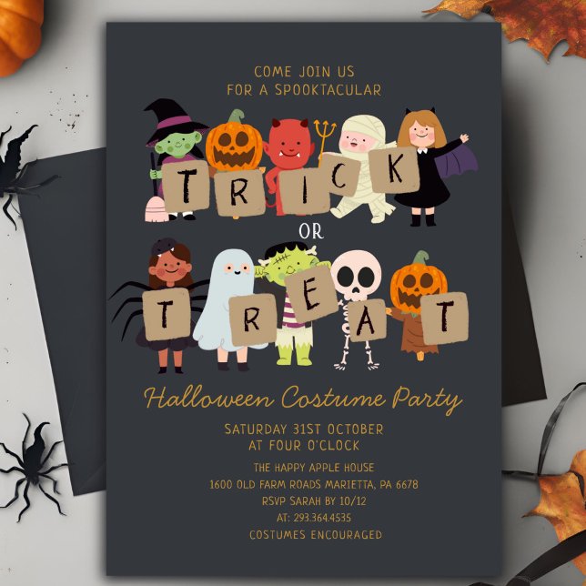 Halloween Trick or Treat Spooktacular CostumeParty Invitation (Creator Uploaded)