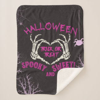 Halloween Trick or Treat Spooky and Sweet Decor Sherpa Blanket