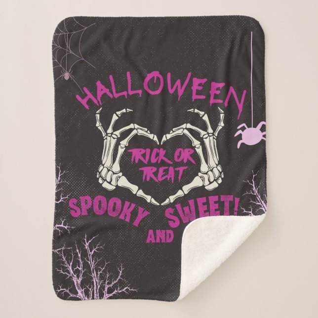 Halloween Trick or Treat Spooky and Sweet Decor  Sherpa Blanket (Front)