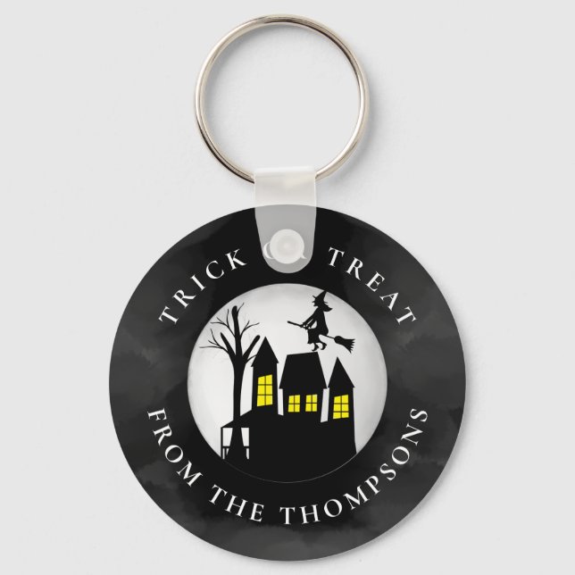 Halloween Trick Or Treat Spooky Haunted House Keychain (Front)