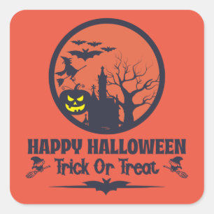 Halloween Trick Or Treat Square Sticker