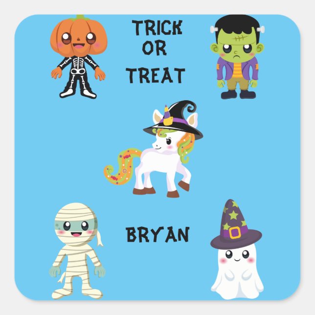 HALLOWEEN "TRICK OR TREAT STICKER PERSONALIZED (Front)