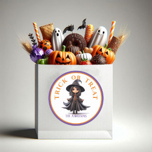 Halloween Trick or Treat Stylish Big Eyed Witch Classic Round Sticker