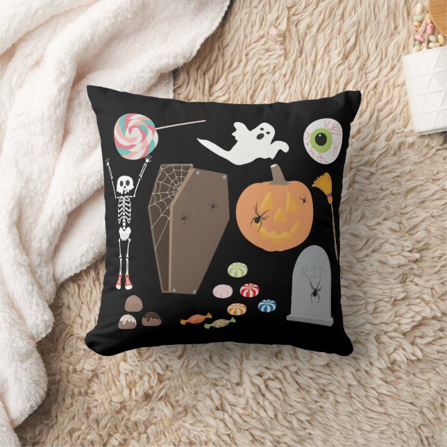 Halloween Trick or Treat Throw Pillow (Blanket)