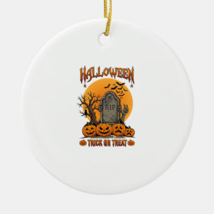 Halloween Trick Or Treat Tombstone Zombie Hands Pu Ceramic Ornament
