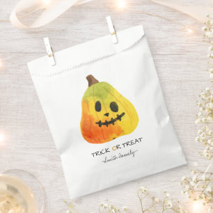 Halloween Trick or Treat Watercolor Pumpkin Kids' Favour Bag