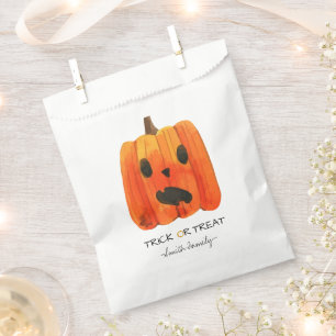 Halloween Trick or Treat Watercolor Pumpkin Kids' Favour Bag