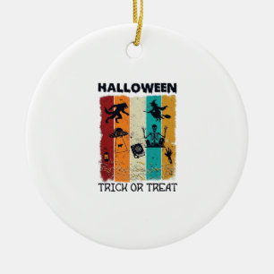 Halloween Trick Or Treat Werewolf Witch Skeleton U Ceramic Ornament