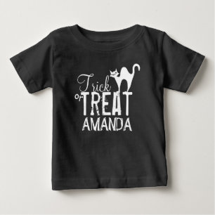 Halloween Trick Or Treat Whimsical Black Cat Baby T-Shirt