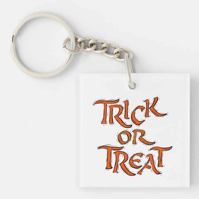 Halloween Trick or Treat Words Keychain (Front)