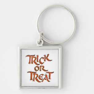 Halloween Trick or Treat Words Keychain